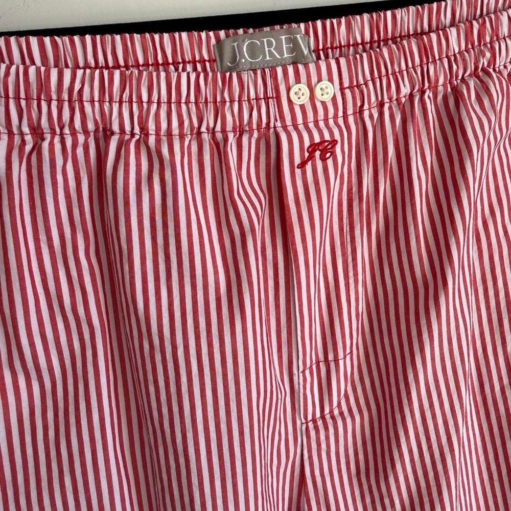 J.Crew Red White Stripe Boxer Style PJ Pants Cotton Relaxed Wide Leg Lounge M